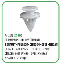 100 PZ - FERMA PANNELLO RENAULT / OPEL (VECCHI MODELLI) 7703077250 / 9161865   (50508)